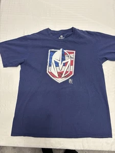 Las Vegas, Golden Knights, Navy Blue T-Shirt Size Large Hockey American Flag - Picture 1 of 9