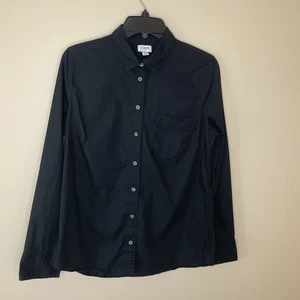 J.CREW Button Up Shirt Women Medium Black Cotton Poplin AL501 - Picture 1 of 14