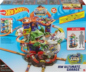 Hot Wheels Megacity Parkgarage Parkhaus Spielset Dinosaurier T Rex Angriff Neu - Bild 1 von 4