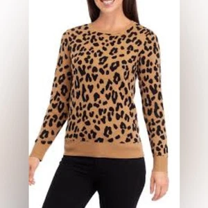 Kim Rogers Animal Print Pullover Beige & Black WOMENS Sweater Sz Small - Picture 1 of 10