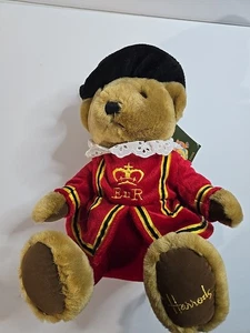 Harrods Knightsbridge Beefeater Bear London Royal Guard 11" Brown Red Soft Toy - Picture 1 of 5