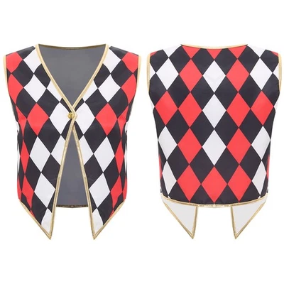 Women Circus Ringmaster Costume V Neck Button Down Irregular Hem Vest Waistcoat - Image 1 of 3