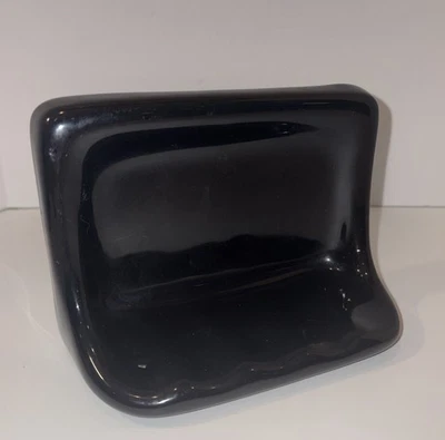 Jabonera de cerámica negra vintage bandeja de ducha labio de drenaje mediados de siglo moderno Foto 1 de 4