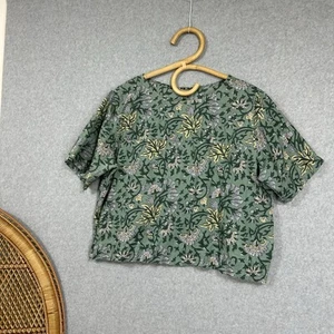 Karma East Top Size L Boho Resort Green Purple Print Floral Flower - Picture 1 of 10