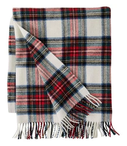 LL Bean Washable Wool Plaid Throw Blanket Dress Stewart 54”X 60” NIP - Picture 1 of 9