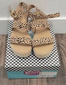 Soda Leopard Wedge Sandals Size 8.5