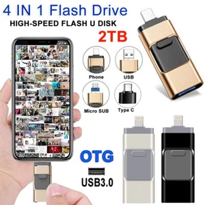 4 in 1 2TB Memory Photo Stick for iPhone Android iPad USB 3.0 Flash Drive Type - Picture 1 of 27