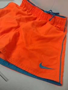 Youth Girl's Or Boys L Nike Dri-Fit Mesh Lined Running 4" Shorts Orange Blue - Picture 1 of 7