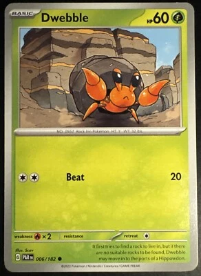 Dwebble 006/182 Sv04: Paradox Rift Regular Pokémon Non Holo - Image 1 of 2