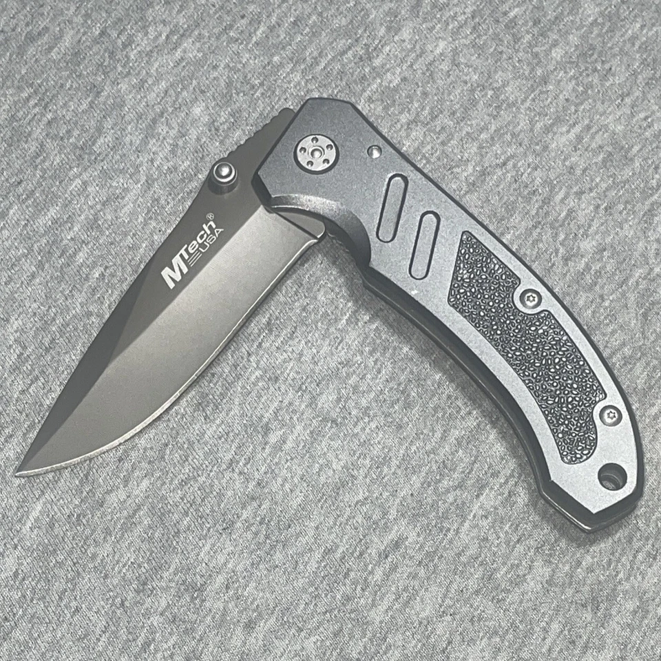 MTech USA Foldable Pocket Knife Drop Point Gunmetal Gray 440 Steel 8” Liner lock - Image 1 of 4