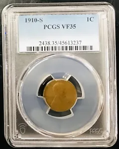 1910 S Lincoln Cent, PCGS VF35 - Picture 1 of 6
