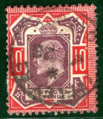 GB KEVII SG.Spec M44(4) 10d Purple & Deep Scarlet Used CDS Cat £200+50% ORED118 - Image 1 of 4