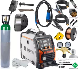 MIG ALUMINIUM MAG MMA TIG Welder 255A Mix Ar Co2 Gas cylinder 2 gauge regulator - Picture 1 of 10