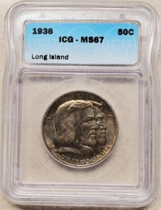 1936 MS-67 Long Island Rainbow Toned 81,826 Minted Classic Commemorative - Picture 1 of 2