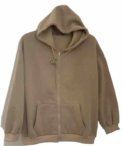 Womens Full Zip Hoodie Microfiber Fleece Sand Beige Plus Size 2X NEW - Picture 1 of 6