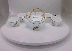 Juego de té de frutas Yuzu vintage japonés pintado a mano de 8 piezas tazas asiáticas tetera  - Imagen 1 de 10