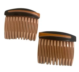 1980’s Vintage Carita Hair Combs, Orange Color Block, Made in France - Picture 1 of 3