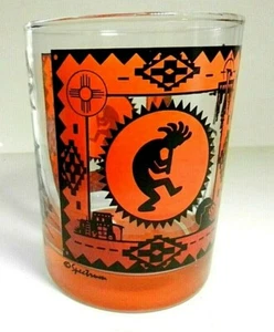 Arizona Souvenir KOKOPELLI Orange+Black on Clear Rocks Glass-Spectrum Copyright - Picture 1 of 7