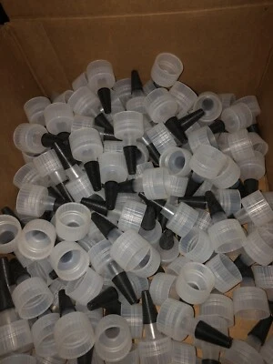 100 PACK 24/410  Yorker Spout Cap W/ Long  Black Tip FOR 24/410 Bottles Great - Image 1 of 3