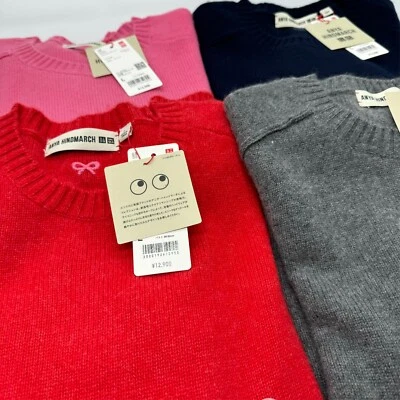UNIQLO ANYA HINDMARCH 100% Cashmere Crew Neck Sweater Jumper 473452 From Japan - Image 1 of 2