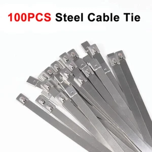 Corbata de bloqueo de envoltura de escape de metal 100 piezas de cable de acero inoxidable de 150 mm - Imagen 1 de 9
