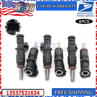 13537531634 6x Fuel Injectors For BMW 128i 328i X5 Z4 525i 2.0 2.5 3.0 2006-2012 - Image 1 of 4