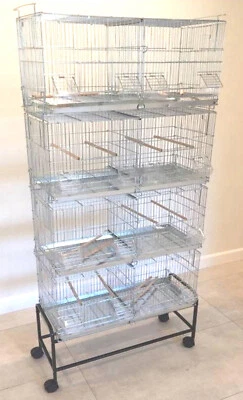 MCAGE Stainless Galvanized LARGE CAMBO-4 of Breeder Cages Bird Finches Rolling Stand