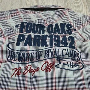 Akoo Shirt Mens 4XL Red Blue Button Up Embroidered Back Panel Short Sleeve Y2K - Picture 1 of 13