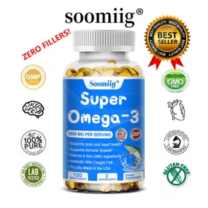 Omega 3 Aceite de Pescado - 120 Cápsulas - 5500mg Alta Dosis - Salud Cardíaca - Presión Arterial - Imagen 1 de 12
