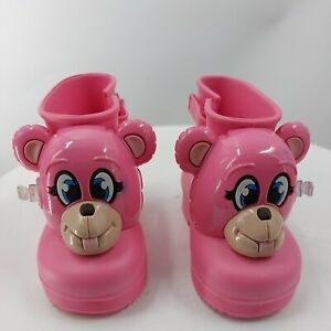 MINI MELISSA+ JEREMY SCOTT Size 6-7 Girls Pink Bear Rain boots