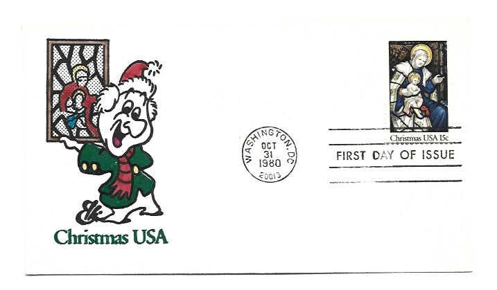 1842 1980 Christmas Madonna Animated by Ellis FDC - Image 1 of 1