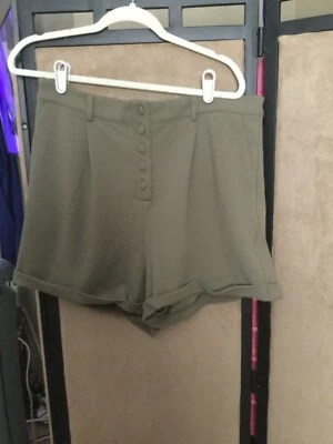 Forever 21 PANTALONES CORTOS MUJER VERDE Con cierre de botones y puños talla OX NUEVOS CON ETIQUETAS Foto 1 de 4