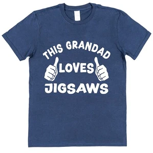 This Grandad Loves Jigsaws T-Shirt Grandfather Retirement Jigsaw Puzzles Hobby - Picture 1 of 2