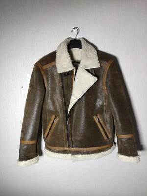 男式 raf avaitor 皮革 jecket 带开裂效果,真正的羊蔬菜 — 第 1/4 张图片