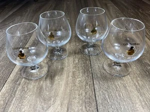 Courvoisier Glass Brandy Snifters Set of 4 Cognac Napoleon Man Cave Barware Pub - Picture 1 of 4