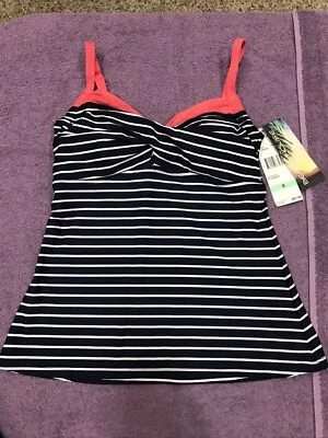 NWT    BEACH HOUSE   Twist Bra Tankini Blue & Whit Striped  Wms sz 8 - Image 1 of 4