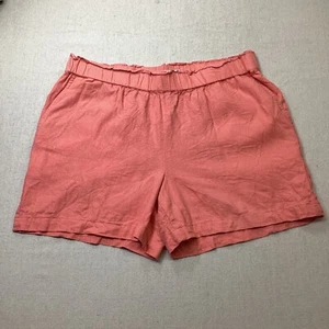 LIZ CLAIBORNE Shorts Womens Size M Coral Linen Blend Elastic Waist Luxurious - Picture 1 of 10