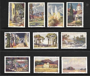Ten (10) Art Paintings of Scenic California Poster Stamps Est from 1930's-40's - Picture 1 of 2