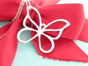 Tiffany & Co Silver Large Butterfly Necklace 18" - Picture 1 of 7
