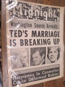Midnight Globe Tabloid NOV 1969 Vol 16 #17 KENNEDY MARRIAGE BREAK UP NEWS PAPER - Picture 1 of 6