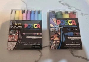 POSCA PC-8K 4 Colours Poster Markers + POSCA PC-1MR 8 Pastel Colours NEW SEALED - Picture 1 of 2
