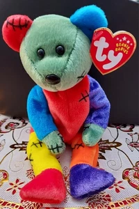 TY Beanie Baby - FRANKENTEDDY Bär rot/lila Füße mit fehlenden Stichen - Bild 1 von 17