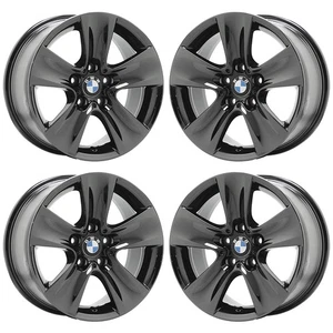 17" BMW 528 535 550 640 650 Black Chrome wheels rims OEM set 71402 EXCHANGE - Picture 1 of 7