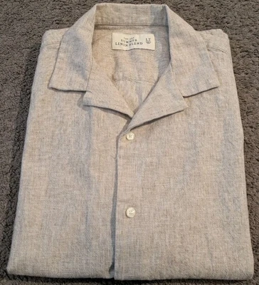 Abercrombie & Fitch Summer Linen Blend Short Sleeve Biege Button Shirt Men's LT - Image 1 of 4