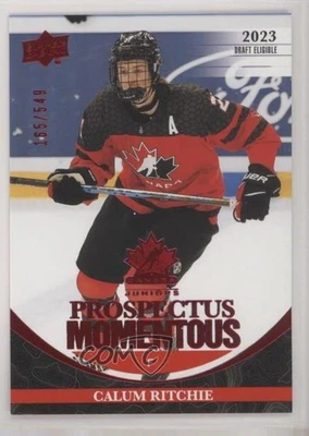 2023 Team Canada Juniors Prospectus Momentous Electric Red /549 Calum Ritchie - Image 1 of 2