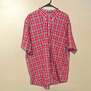 Saddlebred Button Down Short Sleeve Plaid Shirt Red Mens Size XXL - Picture 1 of 4