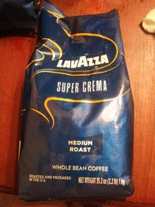 Lavazza Super Crema Whole Bean Coffee, Medium Espresso Roast 2.2lb Bag 11/2026 - Picture 1 of 3