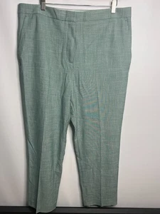 Ann Taylor Women’s Dress Pants Size 16 Green Textured Straight Leg Trousers Care - Picture 1 of 4