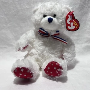 TY Beanie Baby UNCLE SAM the Bear (White) Ty Nostalgic Plush Stuffed Teddy Bear - Picture 1 of 3