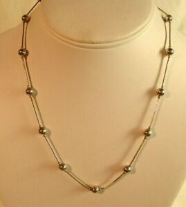 Vintage Sterling Silver 925 Ball & Liquid Silver Bead Necklace 17.5"